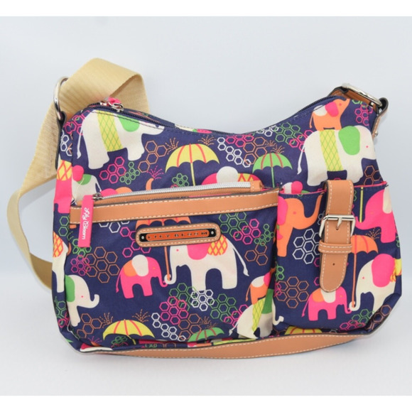 Lilly Bloom Kathyrn Elephants Convertible Shoulder Crossbody Hobo Handbag NWOT - Picture 1 of 5